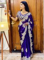 Rangoli Silk Purple Party Wear Embroidery Work Saree